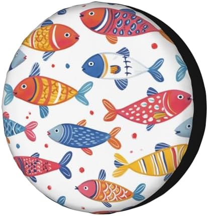 Cute Fish Seamless Pattern Spare Tire Cover Dust-Proof Wheel Tire Cover Fit by Foruidea
