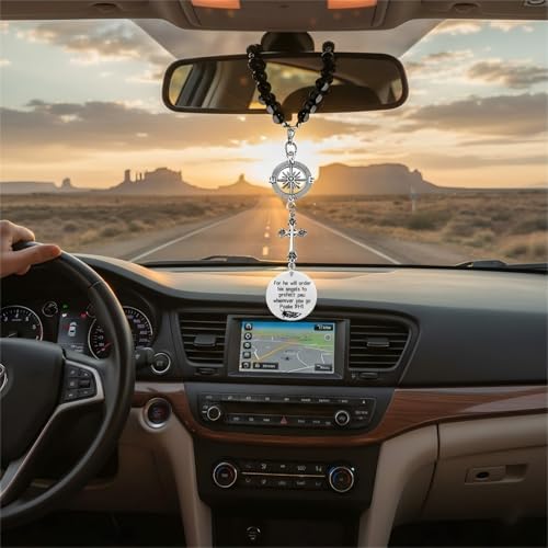 BVB Stainless Steel Guardian Angel Psalm 91:11 Cross Car Mirror Charm - Image 4