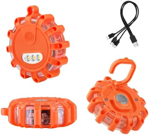 AK LED Road Flares Rechargeable Safety Flashing Warning Light Roadside by AK