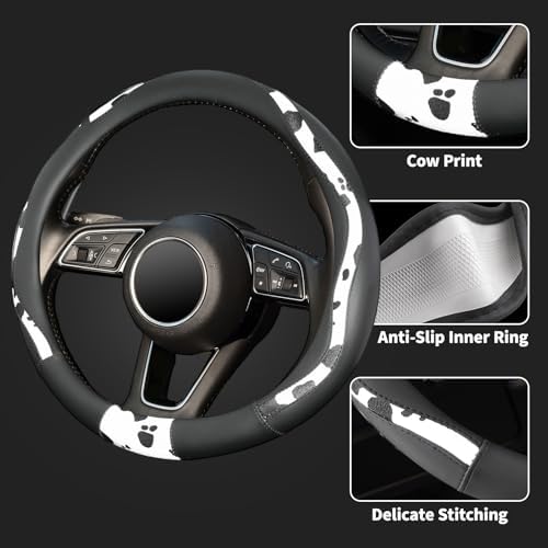 ZHOL Cow Print Steering Wheel Cover - Image 3