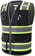 JKSafety 9 Pockets Hi-Vis Black Safety Vest by JKSafety