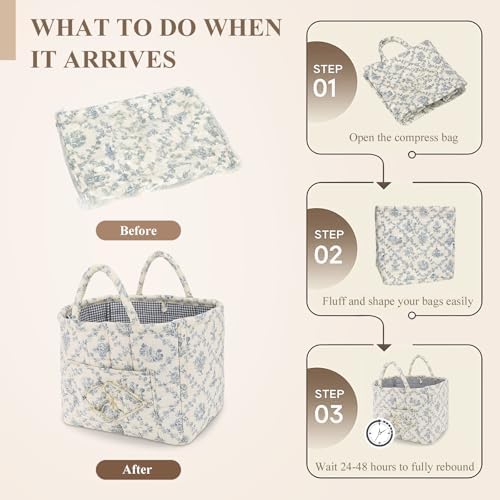 Storage Basket Boho Fabric Large Collapsible Floral Laundry Nursery Hamper - Image 2