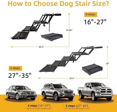 Dog Stairs 5 Steps Foldable Dog Ramp - Image 3