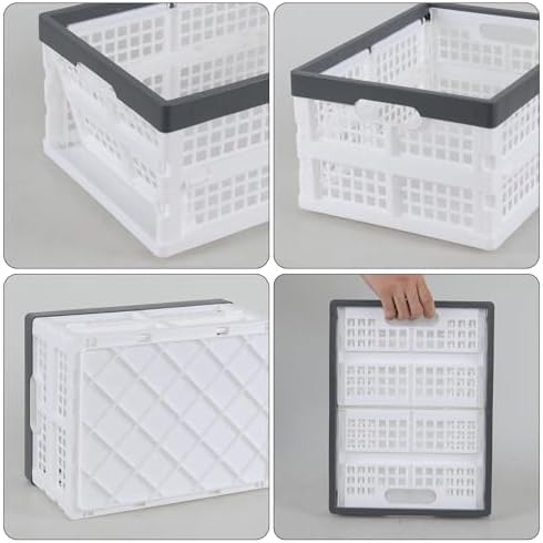 15 L 4-Pack Plastic Folding Storage Crate, Stackable Collapsible Milk Crates - Image 3