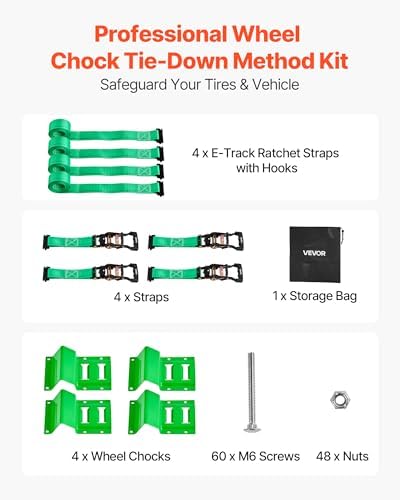 VEVOR Wheel Chock Tie-Down Kit, Chock-Style Trailer Strap, Car Kit - Image 2