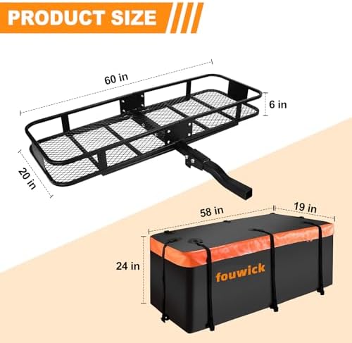 60x 20x 6 Folding Trailer Hitch Mount Cargo Carrier - Image 5