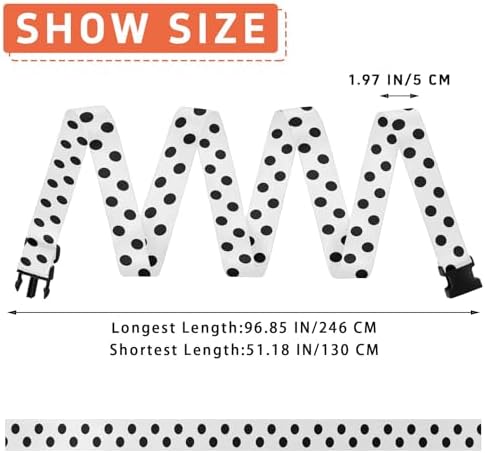 Polka Dots Black White Luggage Straps - Image 3