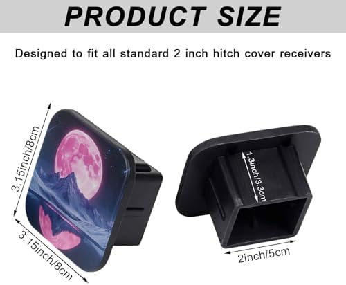 2 Inch Pink Moon Snowy Mountain Trailer Hitch Cover Rubber Receiver Tube Plug - Image 2