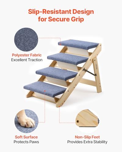 VEVOR Wood Pet Stairs, 4-Step Dog Stairs - Image 4
