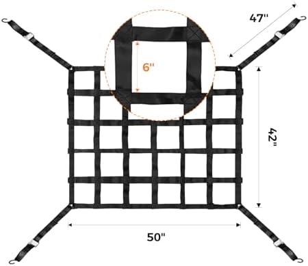 Cargo Net for Pickup Truck Bed Adjustable 42"x50" - Image 2