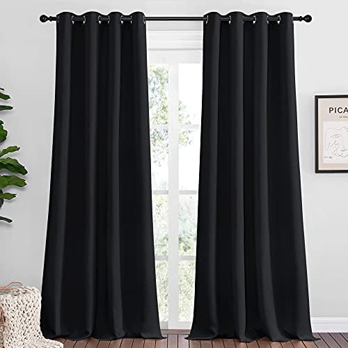 NICETOWN Patio Blackout Long Curtains Shades 2 Panels 55 x 120-inch Black by NICETOWN