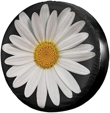 White Daisy Spare Tire Cover Dust-Proof Wheel Tire Cover Fit Trailer, SUV and by Foruidea
