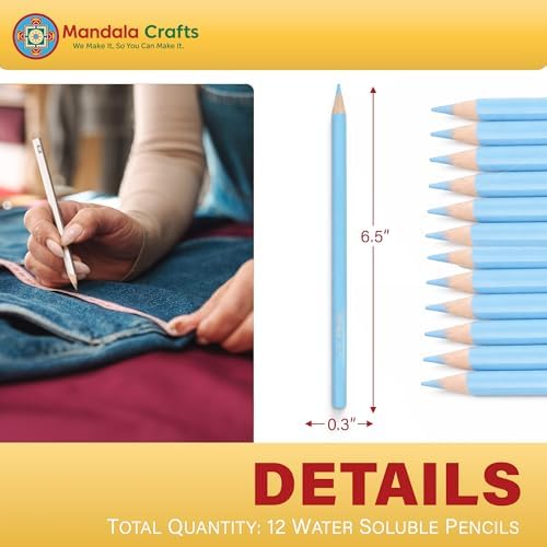 Mandala Crafts Light Blue Water Soluble Fabric Pencils - Image 3
