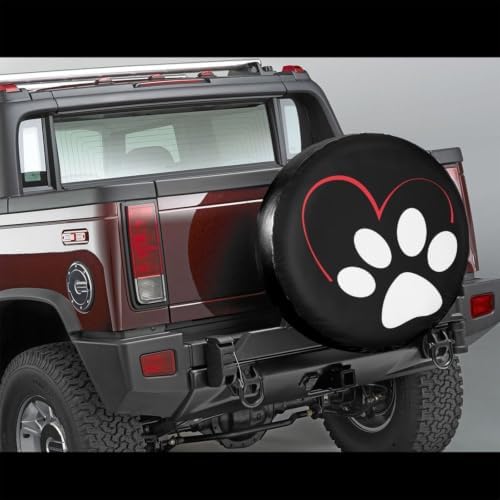 Spare Tire Covers for Trailers, Funny Dog Cat Paw Print Heart Wheel Protectors - Image 2