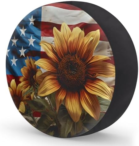 Rv Spare Tire Cover Wheel Sunflower American Flag Tire Covers Wheel Protectors - Image 2