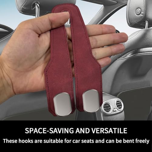 Car Purse Hook, Car Seat Headrest Hooks, Hot Pink Leather 4 Pack - Image 6