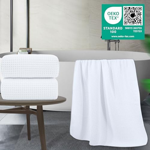 POLYTE 430 GSM Poly Blend Microfiber Waffle Bath Sheet XL Set, 35x70 in - Image 3