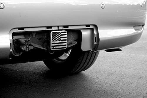 2 Inch USA Black and Chrome Flag Hitch Cover Plug Fits 2" Receiver - Image 6