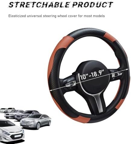 povtii Car Steering Wheel Cover, 15 Inch Leather Breathable Auto Steering Wheel - Image 2