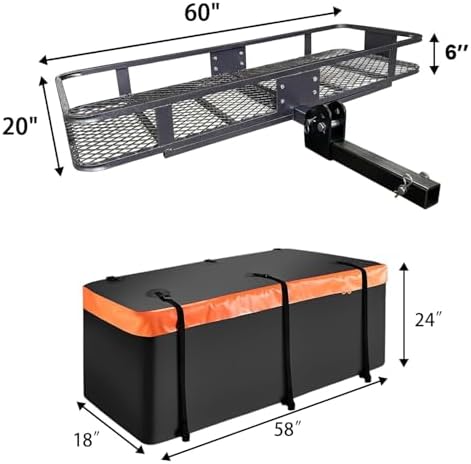 Hitch Cargo Carrier with Waterproof Bag, 500 lb Capacity, Raised Shank - Image 2
