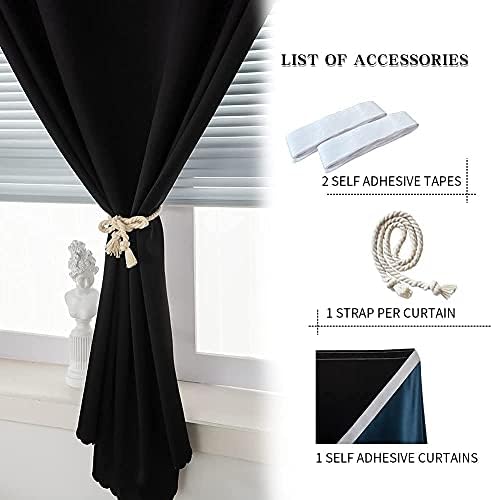 JILRON Adhesive Curtain 100% Blackout No-Drill Easy Install - Image 4