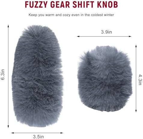 2PCS Fluffy Car Gear Shift Knob Cover & Handbrake Cover, Furry Auto Hand Brake - Image 2