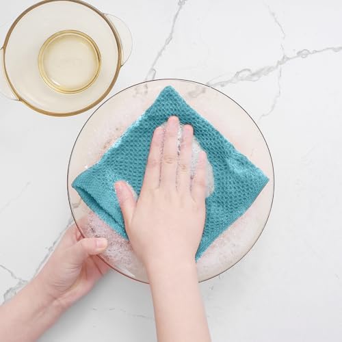 Homaxy 100% Cotton Waffle Weave Kitchen Dish Cloths 8-Pack, Lake Blue - Image 4