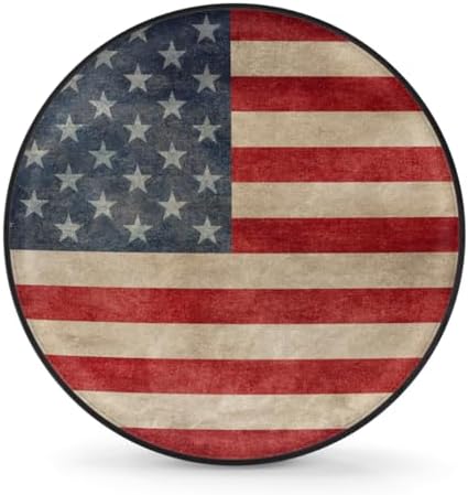 Spare Tire Cover for RV Trailer, Vintage American Flag Waterproof Sun Leather by cfpolar