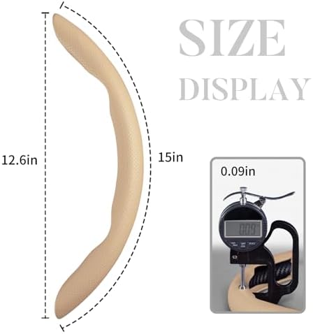 Car Steering Wheel Cover Leather 14.5-15 in Universal 3Pcs Set Beige - Image 5