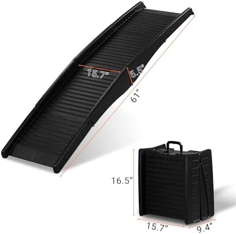 60 inch Folding Dog Ramp for Car, Tri-Fold 60" Long Folding Portable Pet Stair - Image 2