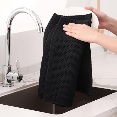 Homaxy 100% Cotton Oversized Waffle Weave Kitchen Towels 12-Pack - Image 4