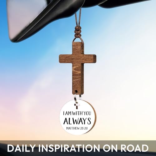 Christian Gifts for Men, Daily Bible Verse Cross for Car Mirror Hanging - Image 4