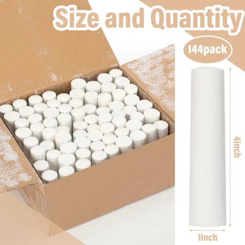White 144 Pcs Large 4 x 1 Inch Railroad Crayon Chalk - Image 2