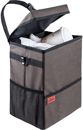 Lusso Gear Car Trash Can, 3.5 Gallon Capacity, Manual-Lift Opening Mechanism by LussoGear