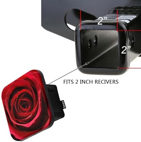 Swono Red Rose Car Towing Hitch Covers Blossom Red Rose Square Trailer Hitch - Image 3