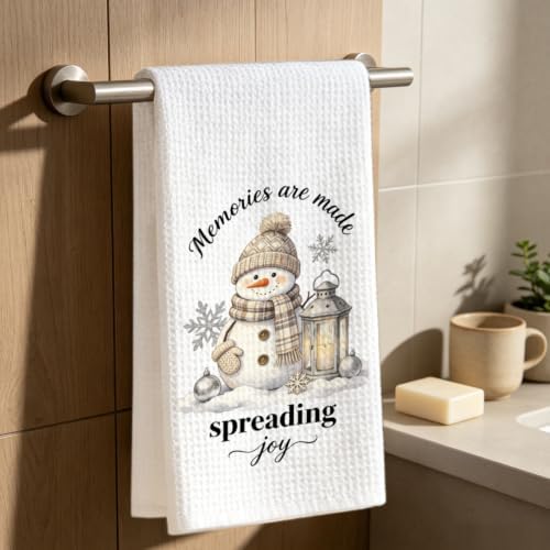 Cozy Holiday Kitchen Towel, Winter Snowman Dish Towel - Image 6