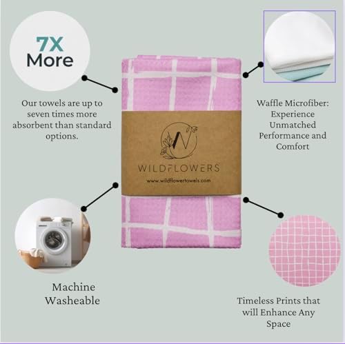 Flourish Wildflowers Microfiber Kitchen Towels | Waffle Fabric Tea Towel| Super - Image 2