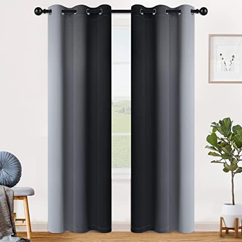 SimpleHome Ombre Black to Grey White Curtains - Image 2