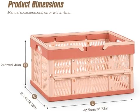 2-Pack Large Foldable Storage Crates, 33.7L PP Collapsible Bins Blue+Pink - Image 2