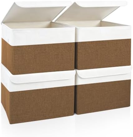 Bagnizer Large 22 Quart Linen Fabric Foldable Storage Bin Cube Organizer Basket by Bagnizer