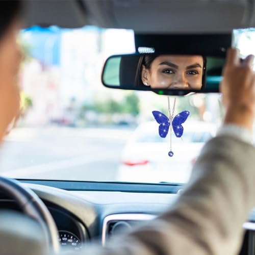 zipelo Rhinestone Butterfly Rearview Mirror Charm, Dark Blue - Image 5