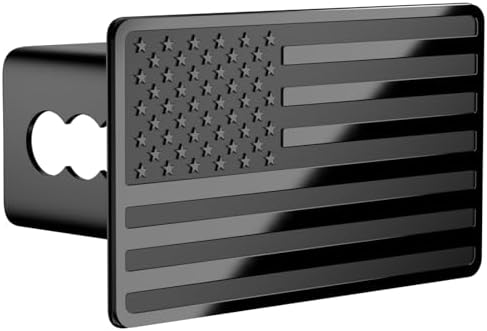 Trailer Hitch Cover for 2 Inch Receivers, Heavy Metal American Flag Hitch Cover by TOEASYTY