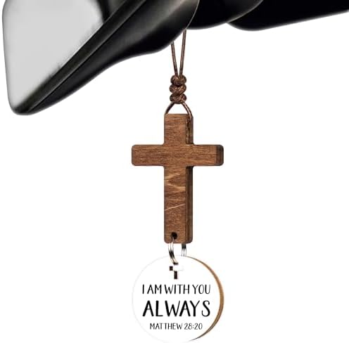 Christian Gifts for Men, Daily Bible Verse Cross for Car Mirror Hanging by DINIZON