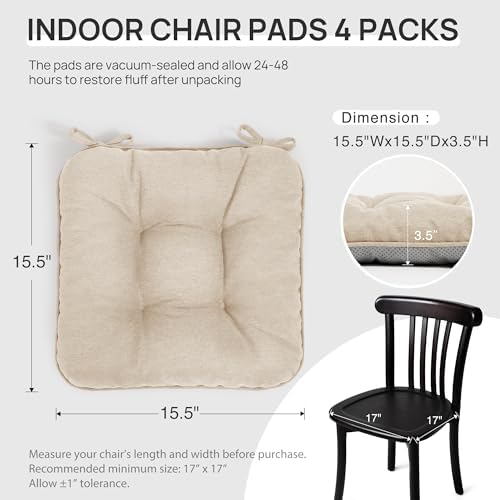 Love's cabin Memory Foam Chair Cushions Set of 4, Outdoor/Indoor Chair Pads - Image 2
