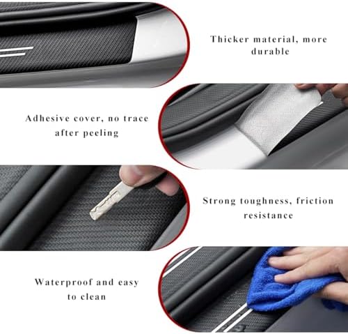4 PCS Car Door Sill Protector, Anti-Scratch Carbon Fiber Car Door Entry Guards - Image 3