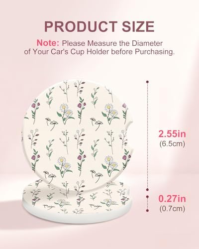 Swooflia Elegant Ceramic Car Coasters Cartoon Floral Cup Holder Coasters - Image 2