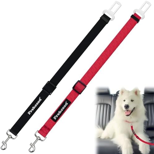 2 PCS Dog Seat Belt for Car Frskcssd Adjustable Dog Car Harness Heavy Duty by Frskcssd