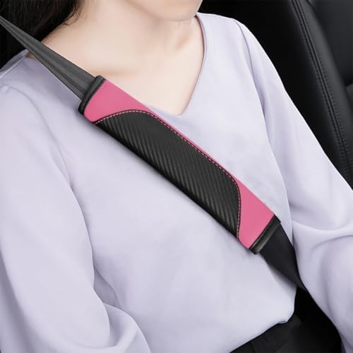 Osilly 2PCS Carbon Fiber Leather Seat Belt Shoulder Pads - Image 5