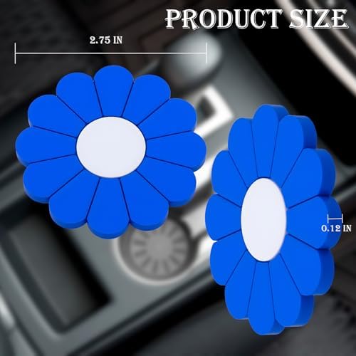 2-Pack Car Cup Holder Coaster Inserts, Daisy Shape, 2.75 Inch Non-Slip Silicone - Image 2