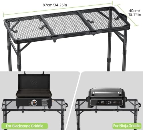3ft Folding Grill Table, Heat-Resistant Tabletop 3 Heights 27.5" - Image 3